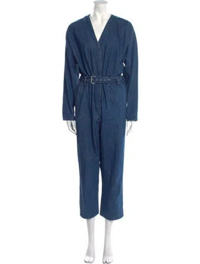 Pre-owned Rachel Comey V-neck Jumpsuit In Blue