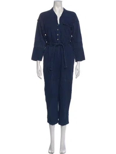 Pre-owned Rachel Comey V-neck Jumpsuit In Blue
