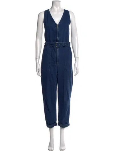 Pre-owned Rachel Comey V-neck Jumpsuit In Blue