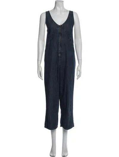 Pre-owned Rachel Comey V-neck Jumpsuit In Blue
