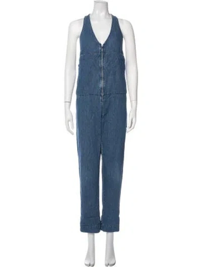 Pre-owned Rachel Comey V-neck Jumpsuit In Blue