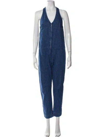 Pre-owned Rachel Comey V-neck Jumpsuit In Blue