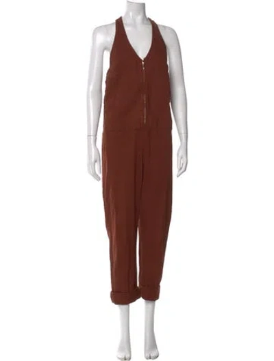 Pre-owned Rachel Comey V-neck Jumpsuit In Brown
