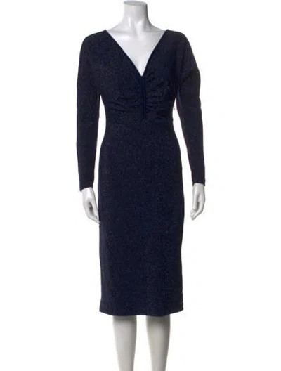 Pre-owned Rachel Comey V-neck Knee-length Dress W/ Tags In Blue/metallic