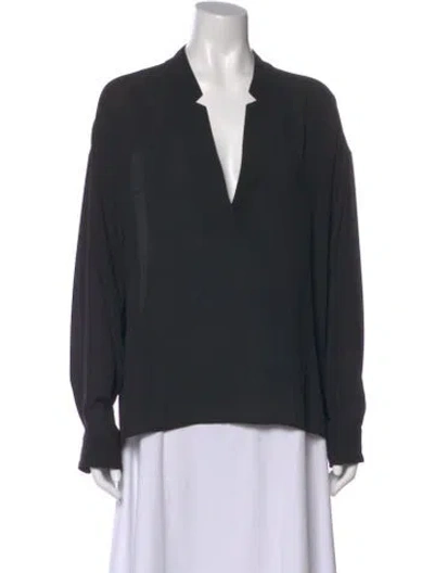 Pre-owned Rachel Comey V-neck Long Sleeve Blouse In Black