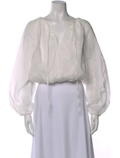 Pre-owned Rachel Comey V-neck Long Sleeve Blouse In Gray