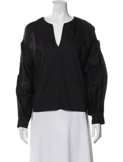 Pre-owned Rachel Comey V-neck Long Sleeve Blouse In Gray