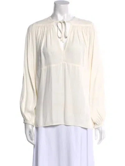 Pre-owned Rachel Comey V-neck Long Sleeve Blouse In Neutral