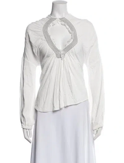 Pre-owned Rachel Comey V-neck Long Sleeve Blouse In White