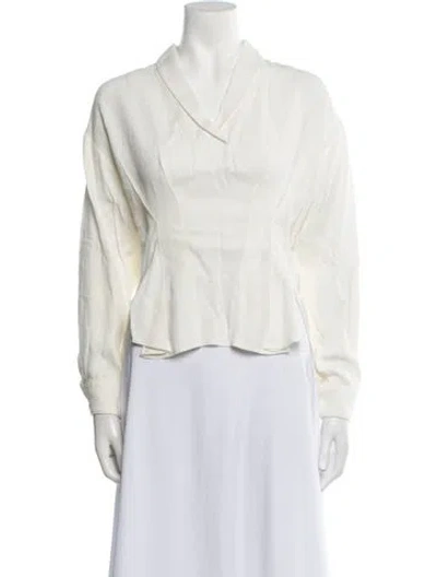 Pre-owned Rachel Comey V-neck Long Sleeve Blouse In White
