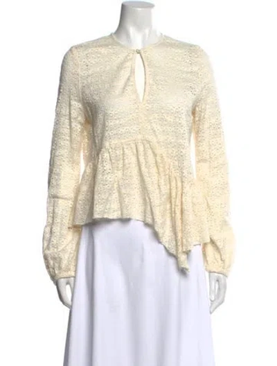 Pre-owned Rachel Comey V-neck Long Sleeve Crop Top In Neutral