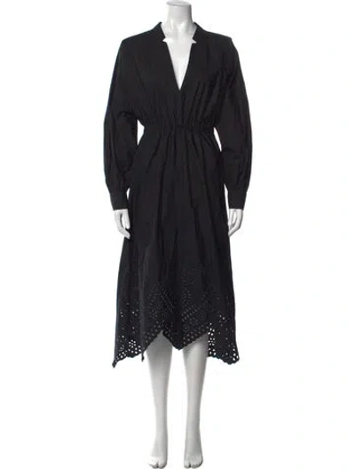 Pre-owned Rachel Comey V-neck Midi Length Dress In Black