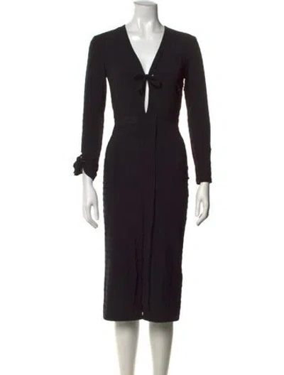 Pre-owned Rachel Comey V-neck Midi Length Dress In Black