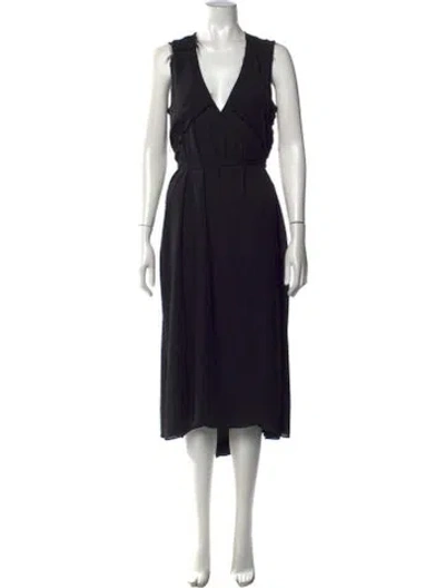 Pre-owned Rachel Comey V-neck Midi Length Dress In Black