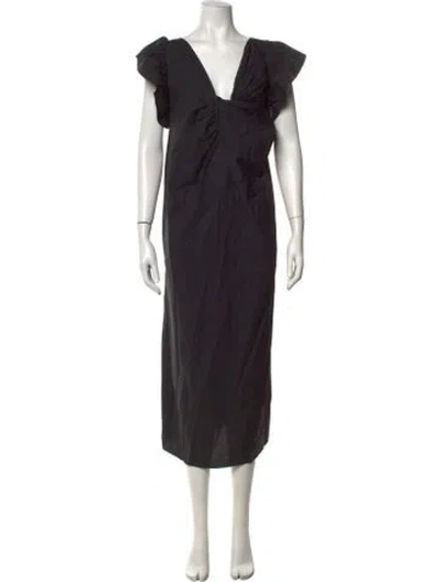 Pre-owned Rachel Comey V-neck Midi Length Dress In Black