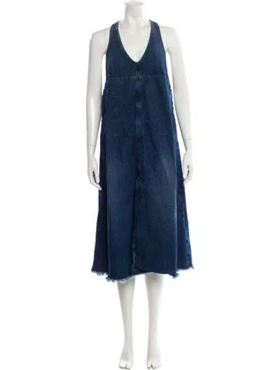 Pre-owned Rachel Comey V-neck Midi Length Dress In Blue