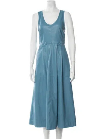Pre-owned Rachel Comey V-neck Midi Length Dress In Blue
