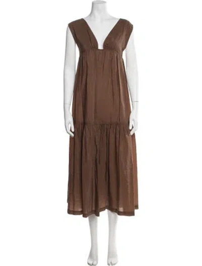 Pre-owned Rachel Comey V-neck Midi Length Dress In Brown
