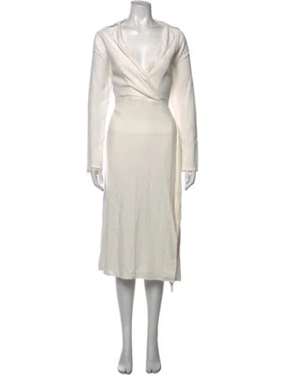 Pre-owned Rachel Comey V-neck Midi Length Dress In Neutrals