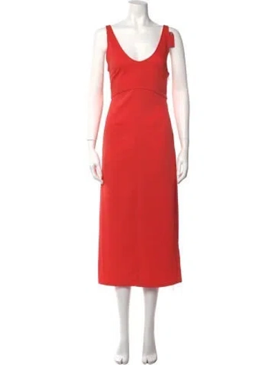 Pre-owned Rachel Comey V-neck Midi Length Dress In Orange