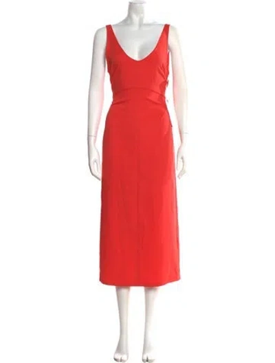 Pre-owned Rachel Comey V-neck Midi Length Dress In Orange