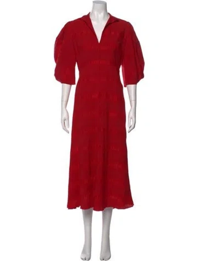 Pre-owned Rachel Comey V-neck Midi Length Dress In Red