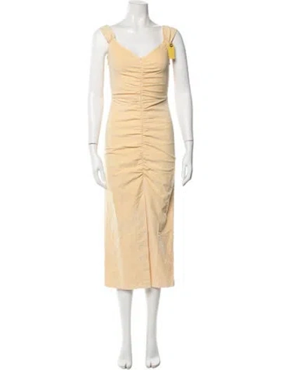 Pre-owned Rachel Comey V-neck Midi Length Dress W/ Tags In Yellow