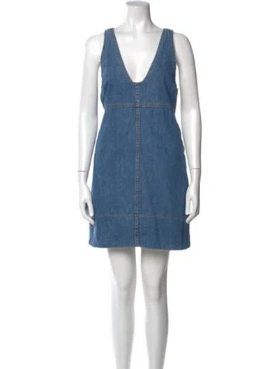 Pre-owned Rachel Comey V-neck Mini Dress In Blue