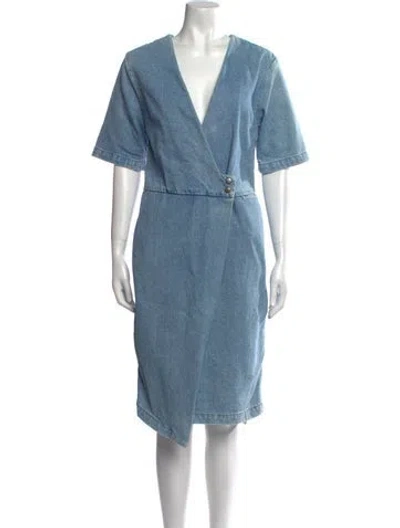 Pre-owned Rachel Comey V-neck Mini Dress In Blue