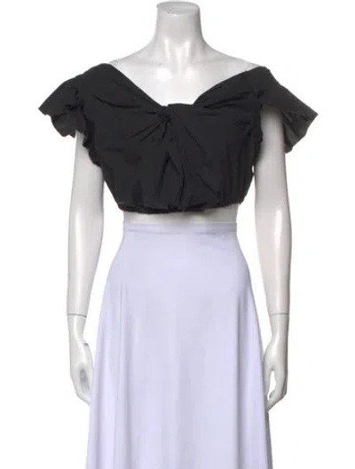 Pre-owned Rachel Comey V-neck Short Sleeve Crop Top In Black