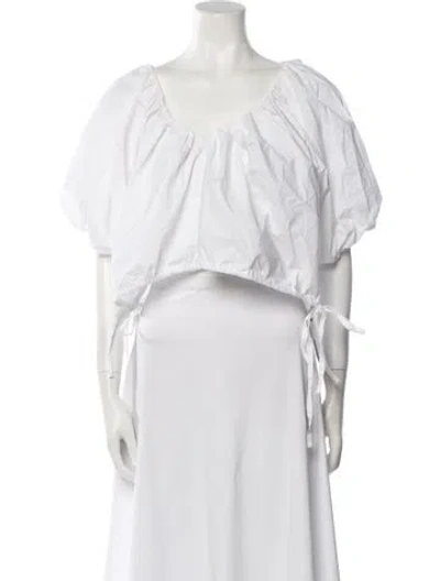 Pre-owned Rachel Comey V-neck Short Sleeve Crop Top In White