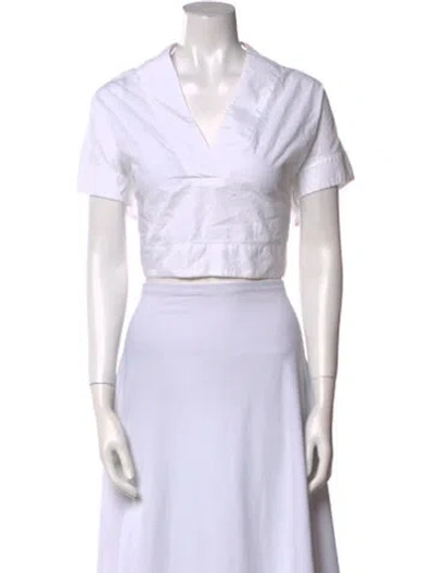 Pre-owned Rachel Comey V-neck Short Sleeve Crop Top In White