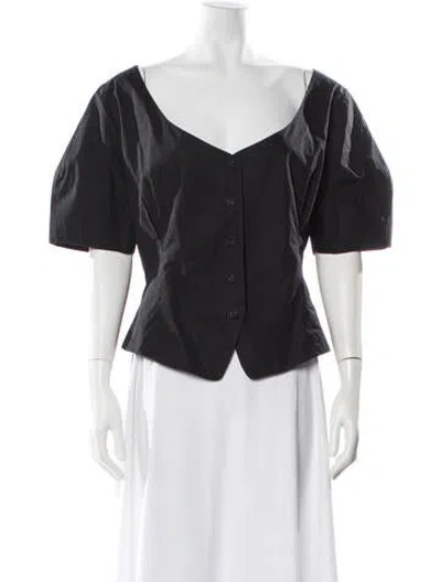 Pre-owned Rachel Comey V-neck Short Sleeve Top In Black