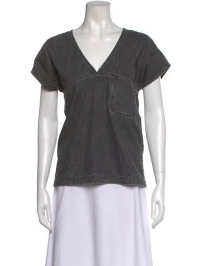 Pre-owned Rachel Comey V-neck Short Sleeve Top In Gray