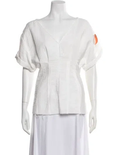 Pre-owned Rachel Comey V-neck Short Sleeve Top W/ Tags In White