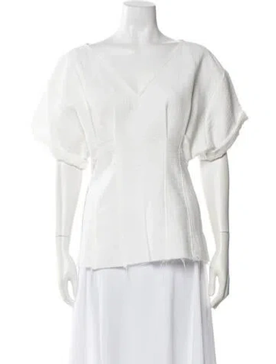 Pre-owned Rachel Comey V-neck Short Sleeve Top In White