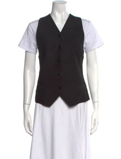 Pre-owned Rachel Comey V-neck Sleeveless Button-up Top In Black