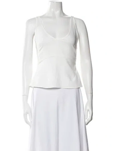 Pre-owned Rachel Comey V-neck Sleeveless Crop Top In White
