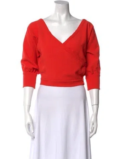 Pre-owned Rachel Comey V-neck Three-quarter Sleeve Crop Top In Orange