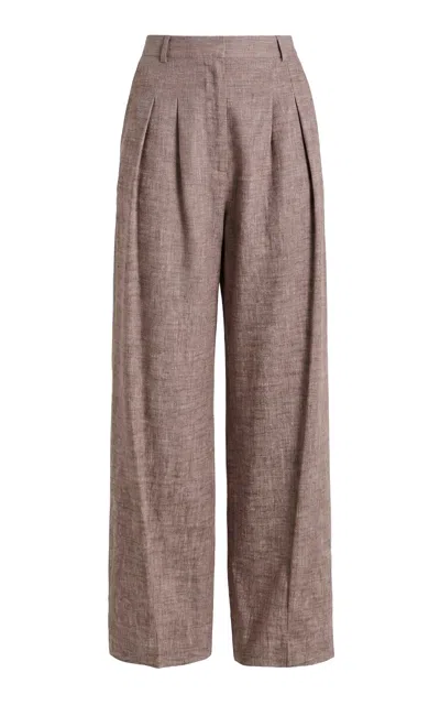 Rachel Comey Walford Pleated Linen-cotton Pants In Brown
