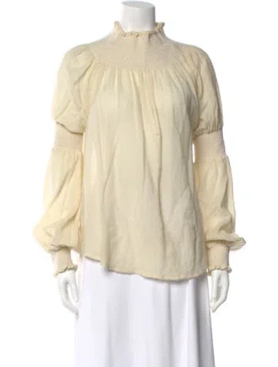 Pre-owned Rachel Comey Wool Mock Neck Blouse In Neutral