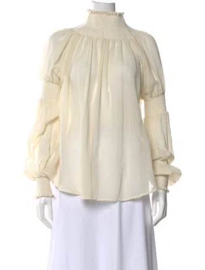 Pre-owned Rachel Comey Wool Mock Neck Blouse In Neutral