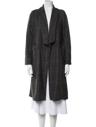 Pre-owned Rachel Comey Wool Plaid Print Coat In Gray