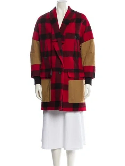 Pre-owned Rachel Comey Wool Plaid Print Utility Jacket In Red