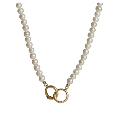 Rachel Entwistle Gold Ouroboros Pearl Necklace