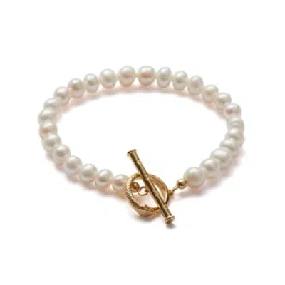 Rachel Entwistle Ouroboros Pearl Bracelet Gold In White