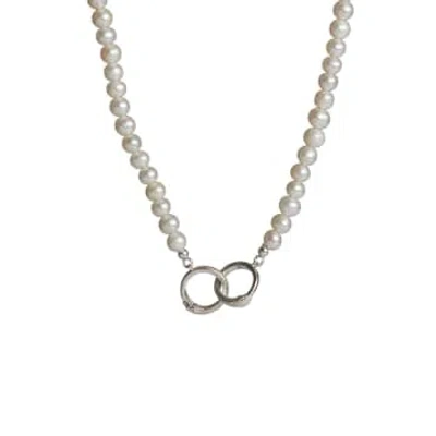 Rachel Entwistle Ouroboros Pearl Necklace Silver In Metallic