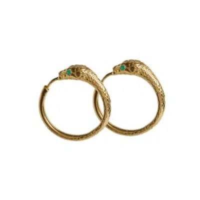 Rachel Entwistle Ouroboros Snake Hoops Gold With Emeralds