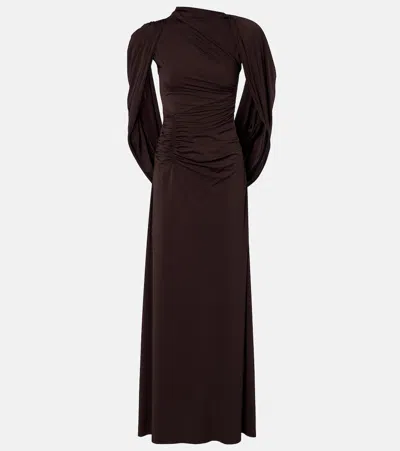 Rachel Gilbert Aether Draped Jersey Gown In Burgundy