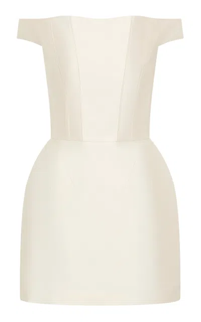 Rachel Gilbert Anice Off-the-shoulder Mini Dress In Neutral